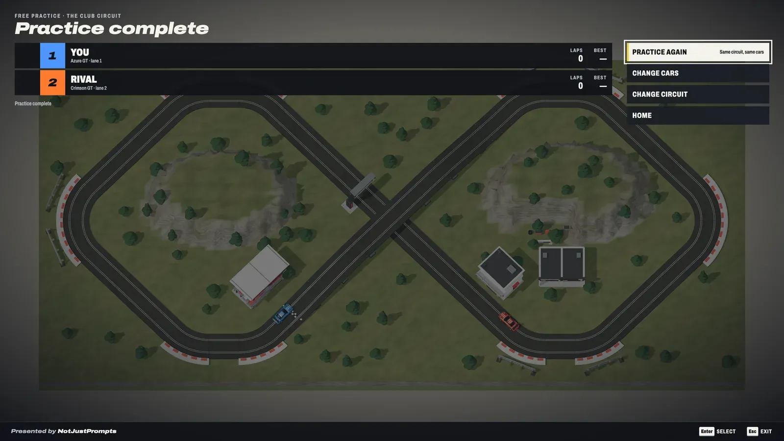 Race results screen